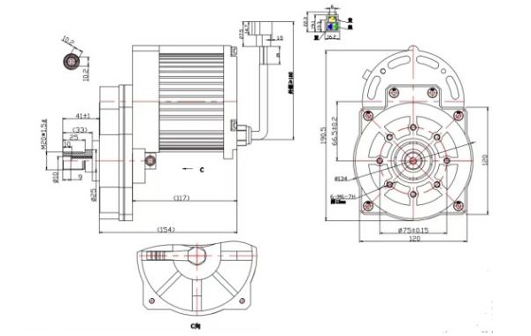 洗地機無刷電機外形尺寸圖